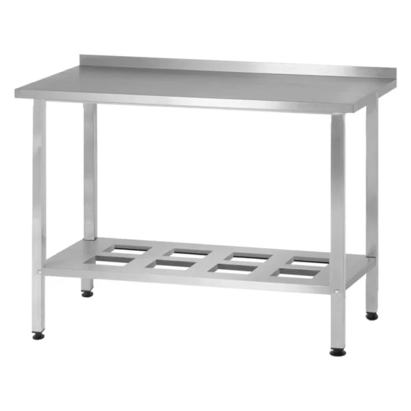 Стол производственный СПРн «Norma Inox» 1000x700 (с бортом, полка-решетка, ножка профильная)