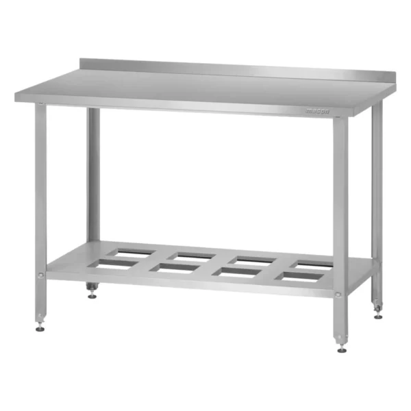 Стол производственный СПРн «Norma Inox» 1000x600 (с бортом, полка-решетка, ножка угловая)